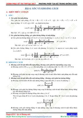 Hình học 12 - Bài 6 Góc và khoảng cách